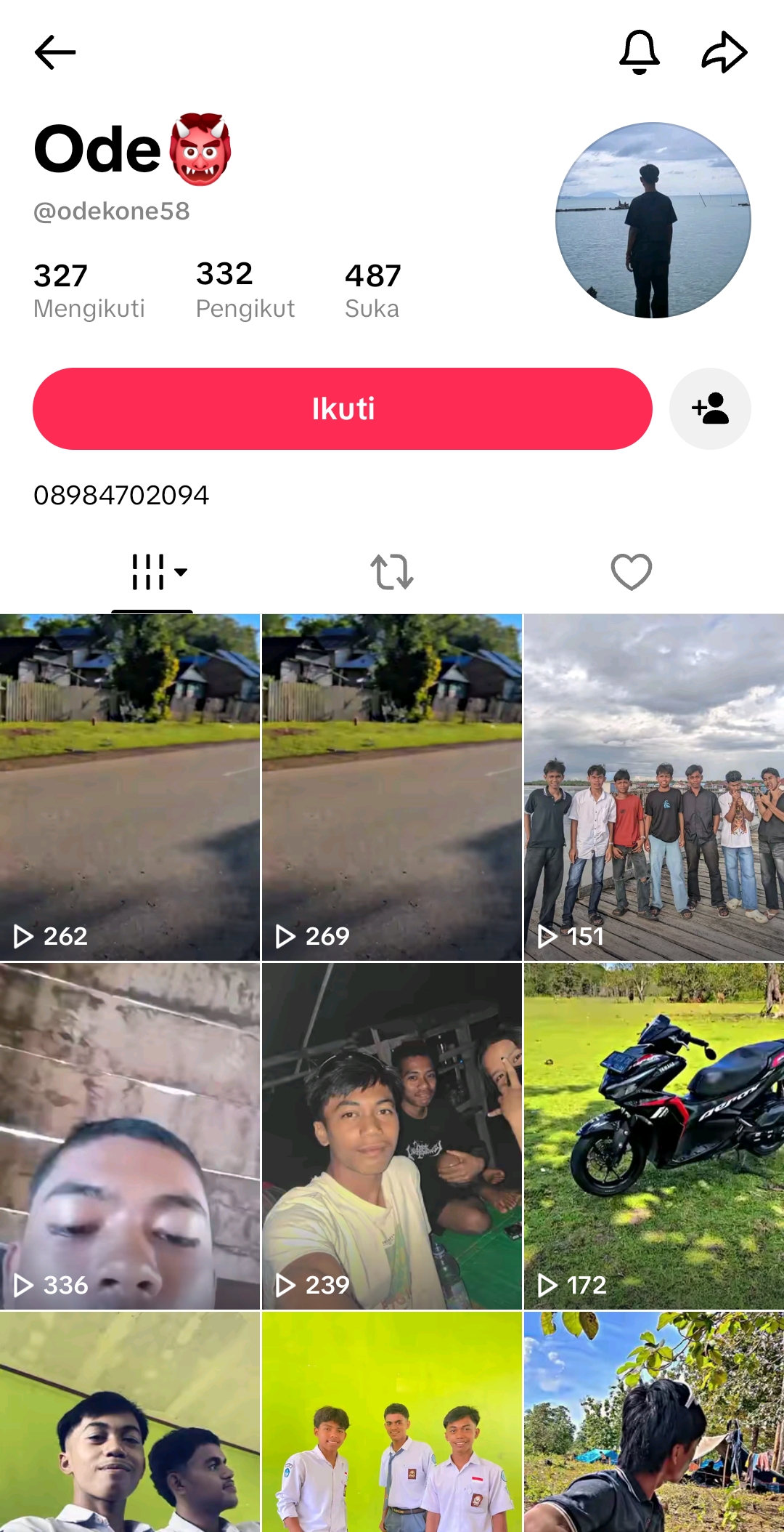 Foto Tiktok @odekone58, mengajak seseorang melakukan vcs