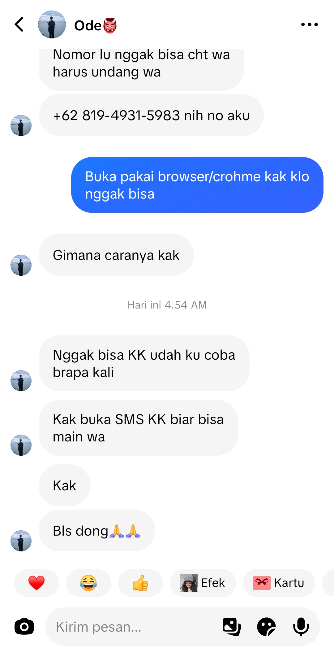 Tiktok @odekone58, mengajak seseorang melakukan vcs